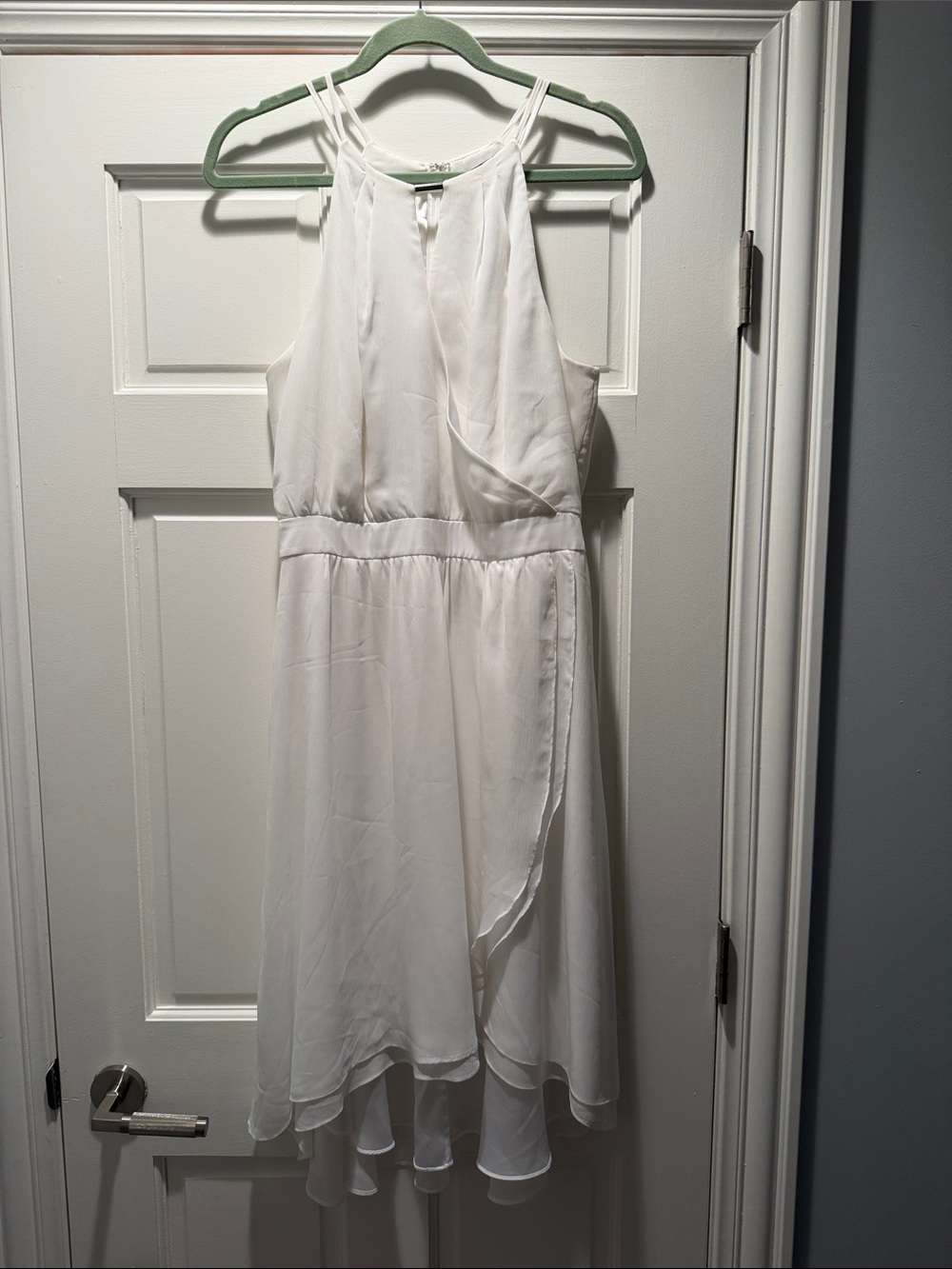 White House Black Market White Halter High-Low Dress